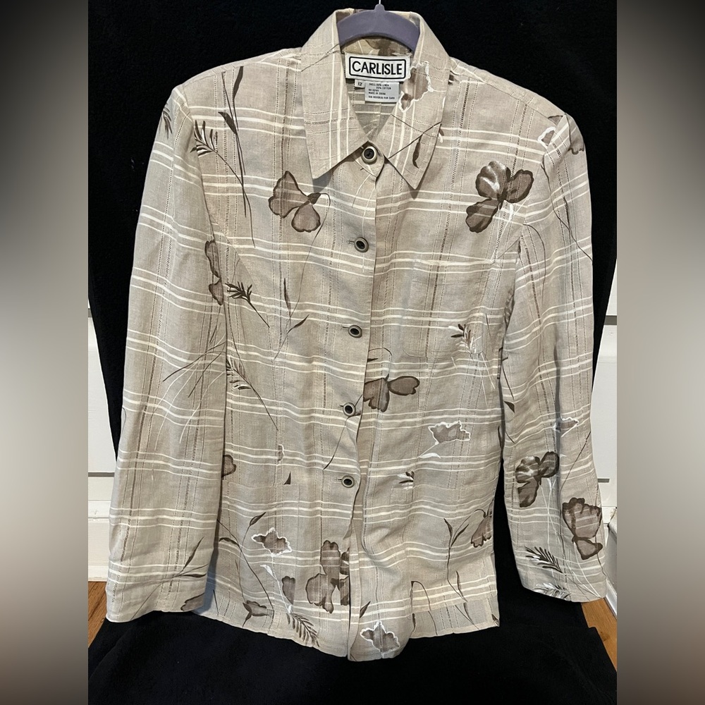Carlisle Tan Pattered Button Up - 12